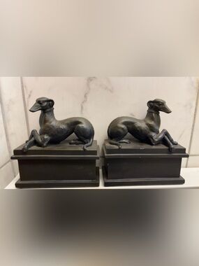 Pair of Black Greyhound Sculptural Bookends